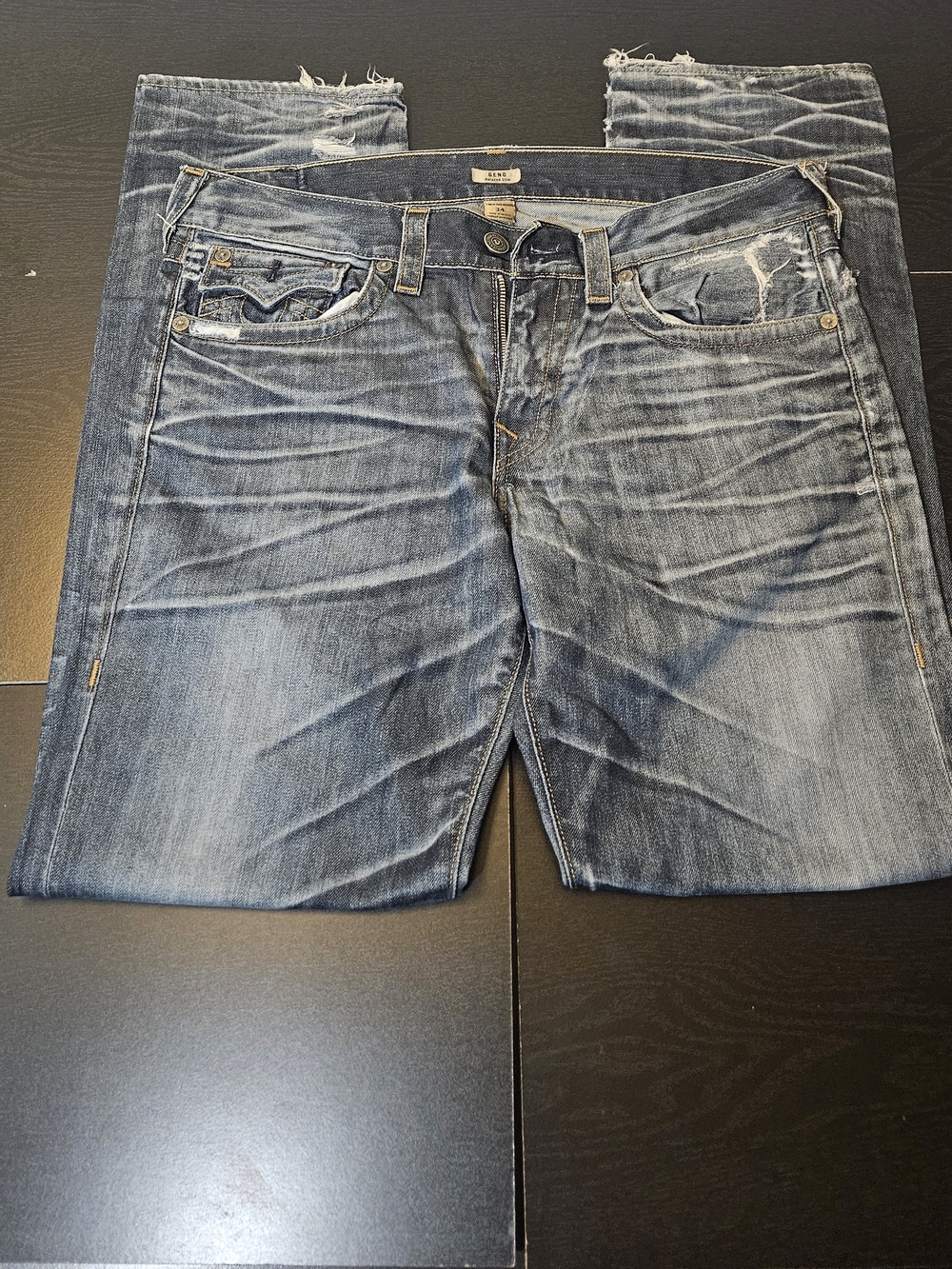 True Religion Men's Washed Blue Slim Straight Jeans - Picture 3 of 4